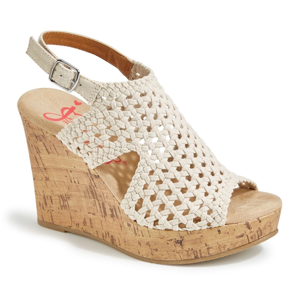 Jellypop Natural Linen Dianna Wedge Sandals - 6